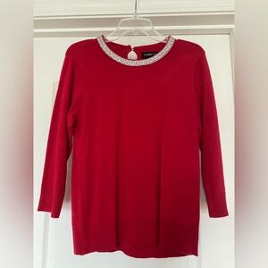 Liz Claiborne Red Top with Silver Accents